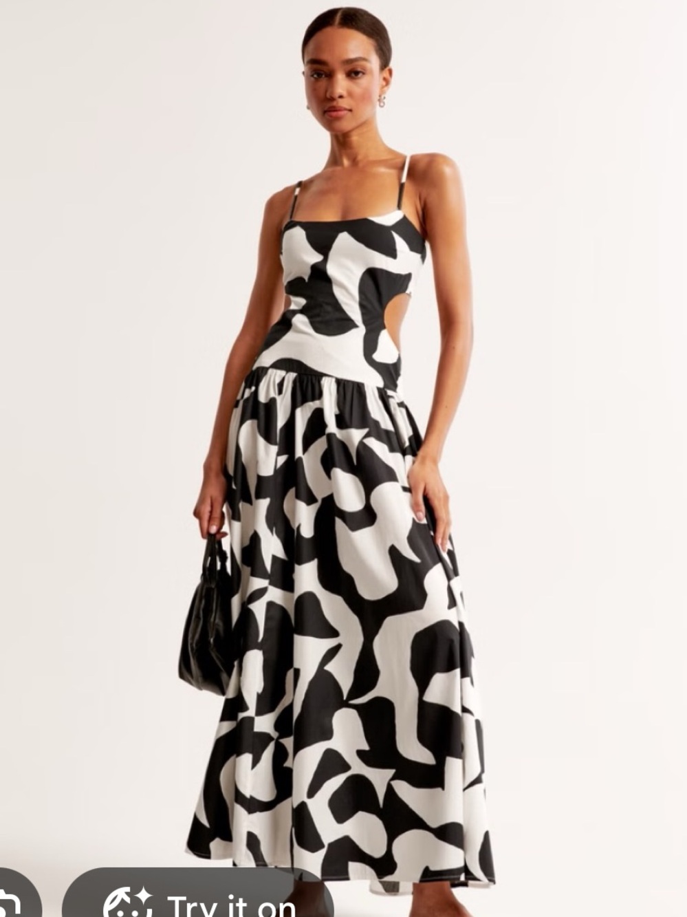Abercrombie & Fitch Black and White Abstract Cutout Maxi Dress